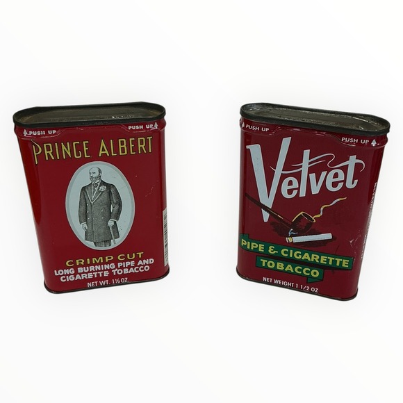 Prince Albert and Velvet Pipe Cigarette Tobacco Pocket‎ Tins Lot of 2